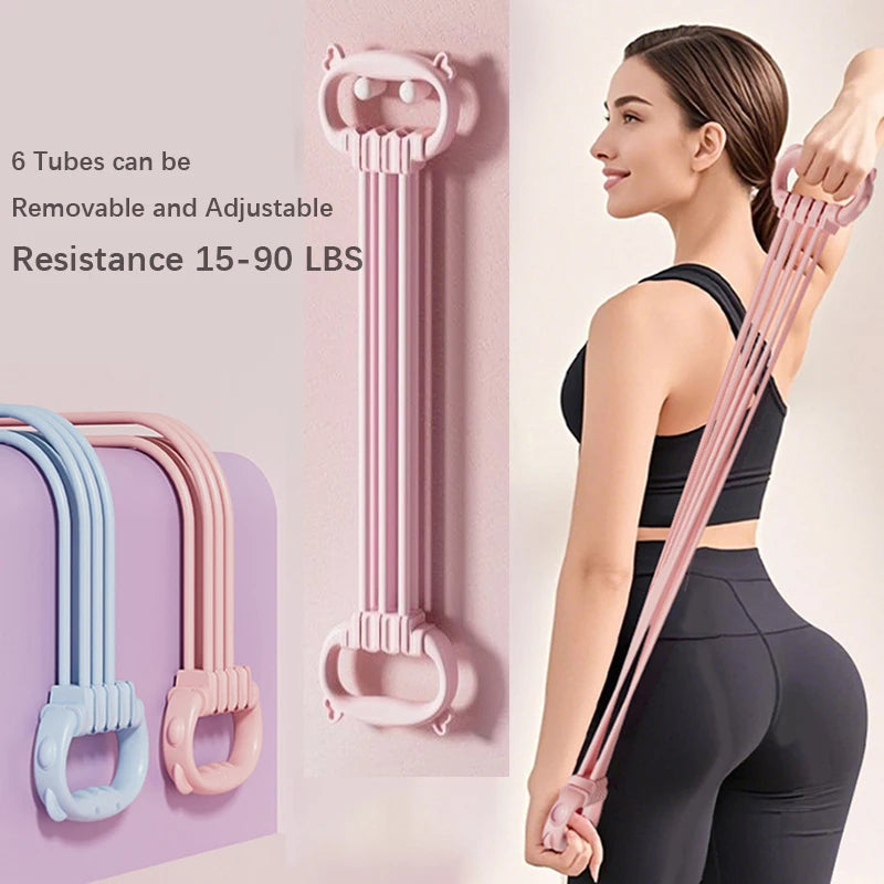Yoga Stretch Strap – Adjustable 6-Rope Elastic Band