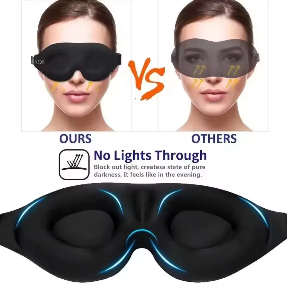 3D Sleep Eye Mask with Earplugs – Light Blocking